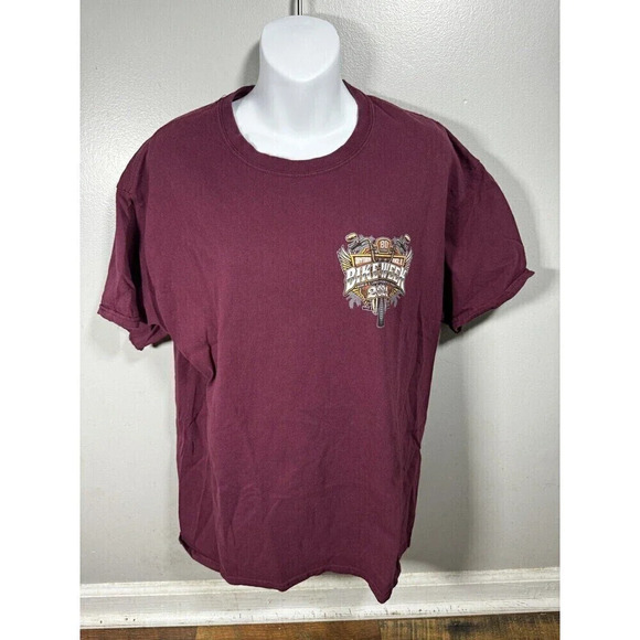 Daytona Beach 2021 Bike Week T-Shirt Maroon Tee Adult Size Large - Picture 1 of 4